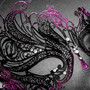 Black Purple Venetian Swan Party Masquerade Women Mask with Rhinestones - Detail