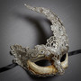 Women Venetian Masquerade Lace Mask - Silver Grey