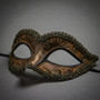 Crystal Glitter Venetian Women Masquerade Mask - Dark Gold