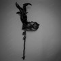 Stick Feather Roses Tassel Masquerade Mask-Black