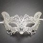 Venetian Fox Masquerade Mask With Rhinestones and Bling - White