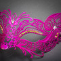Venetian Fox Masquerade Mask with Rhinestones - Hot Pink