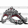 Party Queen Venetian Mask Sparkling Red Rhinestone-Black - 3