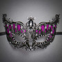 Luxury Venetian Mask Sparkling Purple Rhinestones-Black