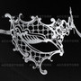 Venetian Masquerade Phantom Mask with Silver Swarovki-White - 3