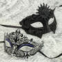 Black Full Face Greek Emperor and Black Blue Princess Mask for Couple