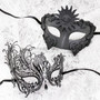 Black Full Face Greek Emperor and Black Silver Swan Mask for Couple