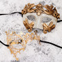 White Gold Cracked Full Face Roman and Gold Silver Phantom Mask for Couple
