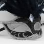 Masquerade Ostrich Tall Feather Venetian Silver Glitter party Mask-Black - 4