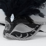 Masquerade Ostrich Tall Feather Venetian Silver Glitter party Mask-Black - 3