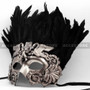 Roman Greek with Swam and Feather Masquerade Party Mask - Silver - 3