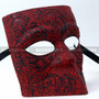 Bauta Mask With Black Glitter Venetian Mask-Red Leopard - 2