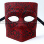 Bauta Mask With Black Glitter Venetian Mask-Red Leopard - 3