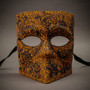 Bauta Mask With Black Glitter Venetian Mask-Yellow Leopard