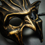 Fire Flame Demon Metallic Masquerade Mask - Black Gold