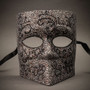 Bauta Mask With Black Glitter Venetian Mask -Grey Leopard