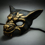 Wolf with Teeth Masquerade Mask - Black Gold