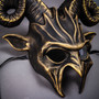 Krampus Ram Demon with Horns Devil Halloween Mask - Black Gold
