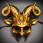 Krampus Ram Demon with Horns Devil Halloween Mask - Metallic Silver