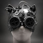 Metallic Steampunk Goggles Venetian Gatto Cat Mask Masquerade - Silver - 5