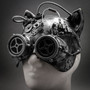 Metallic Steampunk Goggles Venetian Gatto Cat Mask Masquerade - Silver - 6