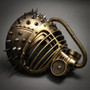 Metallic Steampunk Spike Gas Mask Full Face Masquerade Submarine - Gold