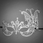 Butterfly Laser Cut Metal Venetian Masquerade Silver Rhinestone Mask - Silver