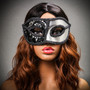 Medieval Venetian Masquerade Mask Phantom of Opera Design - Silver Black