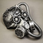 Skull Gas with Hose Mask Steampunk Full Face Mask - Silver (Side View)