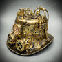 Steampunk Mad Scientist Time Traveler Top Hat - Antique Gold