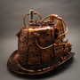 Steampunk Mad Scientist Time Traveler Top Hat - Antique Copper (Back View)