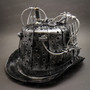 Steampunk Mad Scientist Time Traveler Top Hat - Antique Silver (Back View)