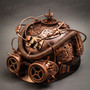 Steampunk Military Hard Hat with Goggles - Copper