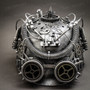 Steampunk Military Hard Hat with Goggle - Silver (front view)