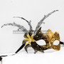 New Shiny Side Flower Venetian Masquerade Party Mask - Gold Black - 4