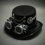 Steampunk Burning Man Top Hat with Chaines & Goggles- Black