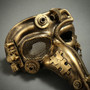 Steampunk Mardi Gras Men Long Nose Zanni Mask - Gold Black