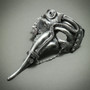 Steampunk Long Nose Zanni Mask - Silver Black