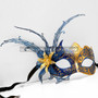 New Shiny Side Flower Venetian Masquerade Party Mask - Gold Blue - 4