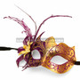 New Shiny Side Flower Venetian Masquerade Party Mask - Gold Purple