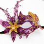 New Shiny Side Flower Venetian Masquerade Party Mask - Gold Purple - 2