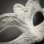 Classic Glitter Venetian Women Masquerade Mask- White
