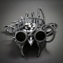 Steampunk Demon Devil Satan Masquerade Mask - Black Silver