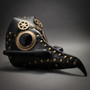 Steampunk Long Nose Plague Doctor Mask Masquerade Halloween Costume - Black Gold