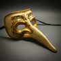 Antique Music Long Nose Carnivals Masquerade Party Mask - Beige Gold