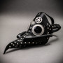 Steampunk Long Nose Plague Doctor Mask Masquerade Halloween Costume - Black Silver