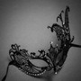 Butterfly Laser Cut Metal Venetian Masquerade Silver Rhinestone Mask - Black