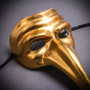 Zanni Long Nose Venetian Mardi Gras Mask Masquerade - Gold