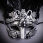 Venetian Feather Masquerade Mask Swan Angel Warrior - Silver