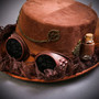 Steampunk Lady Top Hat with Goggles Feather - Brown